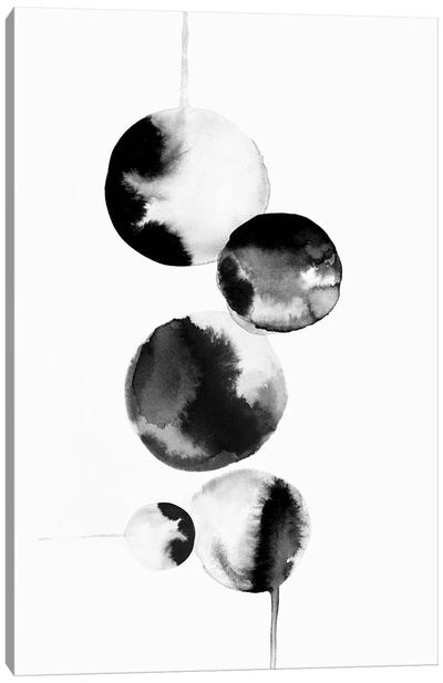Dripping Bubbles I  Canvas Art Print - Black & White Abstract Art