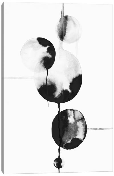 Dripping Bubbles II  Canvas Art Print - Black & White Abstract Art