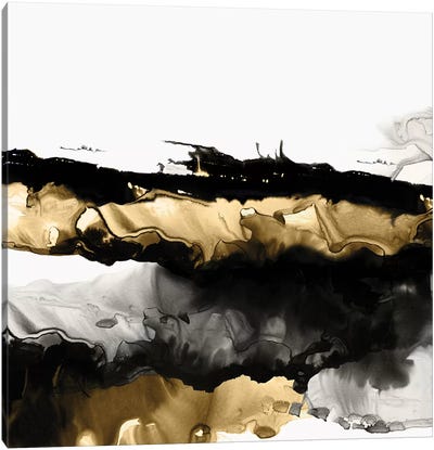 Drizzle II   Canvas Art Print - Black, White & Gold Art