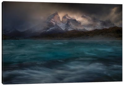 Stormy Winds Over The Torres Del Paine Canvas Art Print - Chile