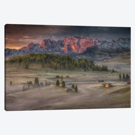 Burning Mountains Over The Frozen Valley Canvas Print #PSV6} by Peter Svoboda Canvas Print