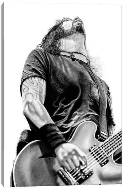Dave Grohl Canvas Art Print - Hyper-Realistic & Detailed Drawings