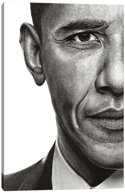 Obama Canvas Art Print - Hyper-Realistic & Detailed Drawings