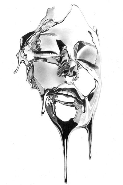 Black & White Drawings & Illustrations: Chrome Portrait by Paul Stowe