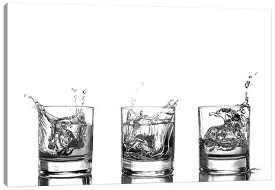 Triple Whisky Splash Canvas Art Print - Hyper-Realistic & Detailed Drawings