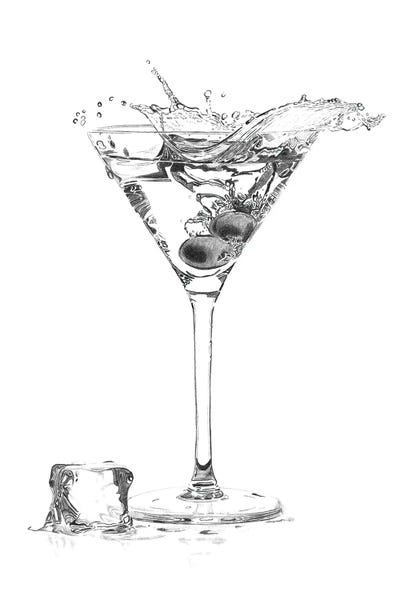 Large Black & White Art - Canvas Prints: Martini Splash by Paul Stowe