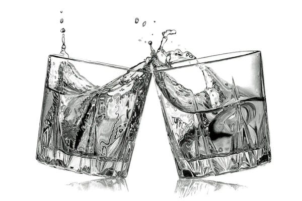 Black & White Drawings & Illustrations: Bourbon Cheers by Paul Stowe