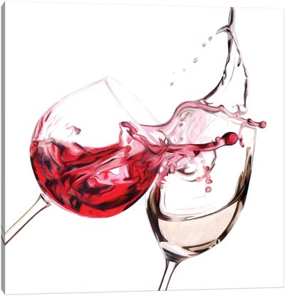 Red & White Splash Canvas Art Print - Wine Art