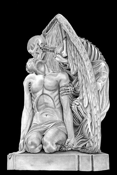 Black & White Drawings & Illustrations: Kiss Of Death by Paul Stowe