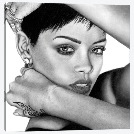 Rihanna Canvas Print #PSW93} by Paul Stowe Canvas Art