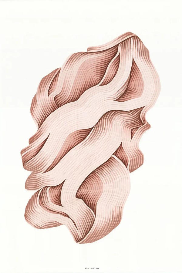Paula Such Sánchez: Light Pink Intuitive Abstract by Paula Such Sánchez