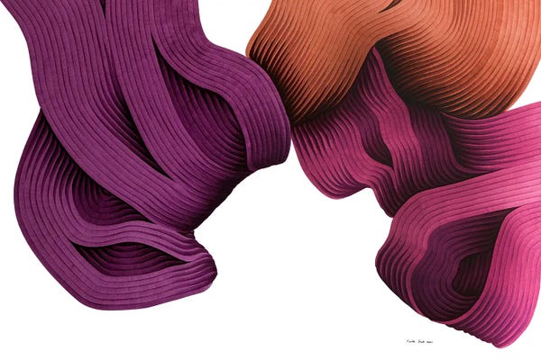 Paula Such Sánchez: Pink, Orange, And Purple Intuitive Abstract by Paula Such Sánchez