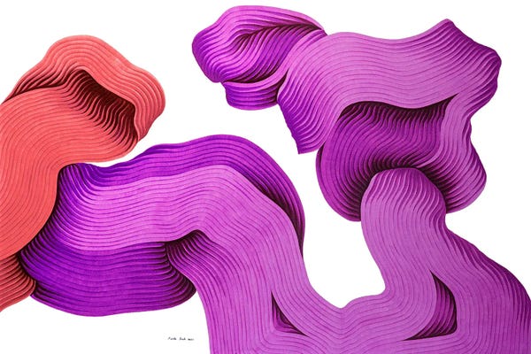 Paula Such Sánchez: Purple And Red Intuitive Abstract by Paula Such Sánchez