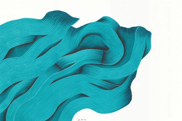 Paula Such Sánchez: Turquiose Intuitive Abstract by Paula Such Sánchez