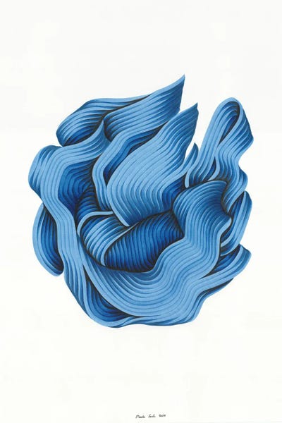 Paula Such Sánchez: Light Blue Intuitive Abstract by Paula Such Sánchez