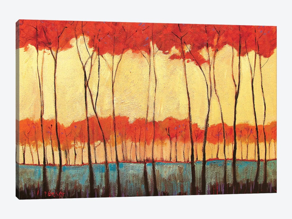 Tall Red Trees by Patty Baker 1-piece Canvas Artwork