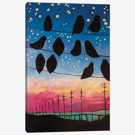 Birds On Wires Sunset Canvas Print #PTB171} by Patty Baker Canvas Print