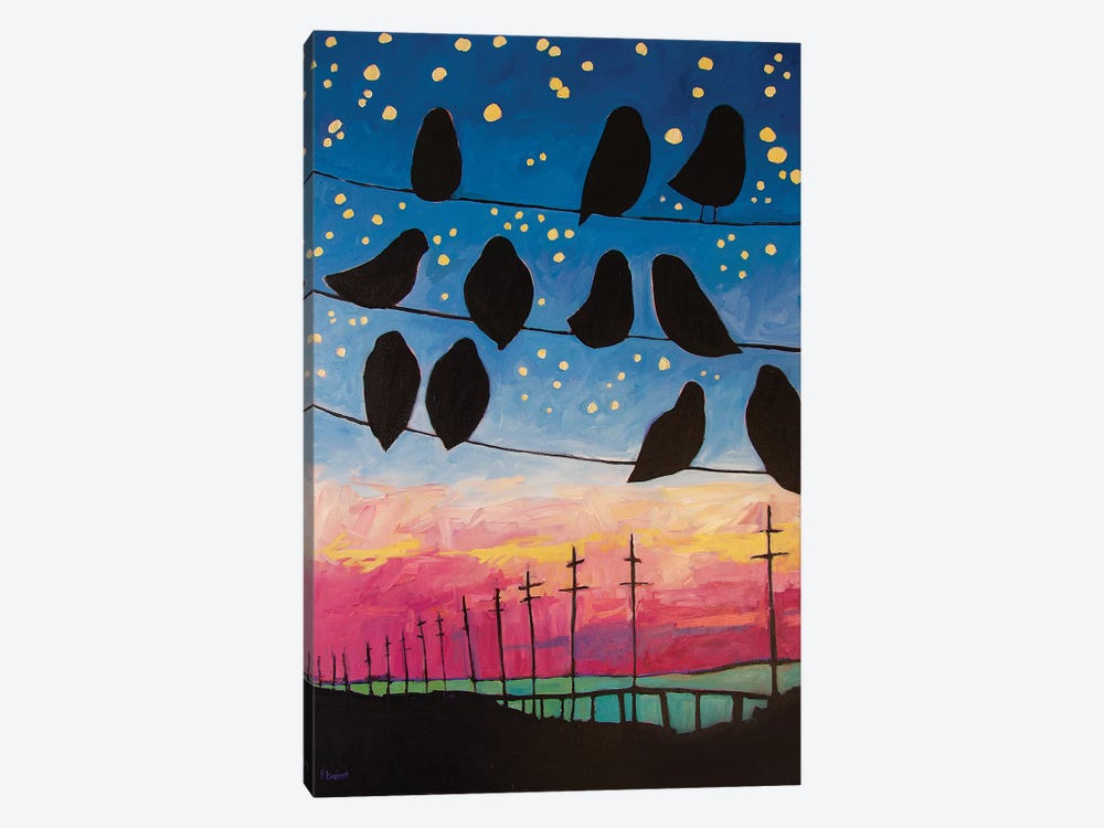Birds On Wires Sunset by Patty Baker 1-piece Art Print