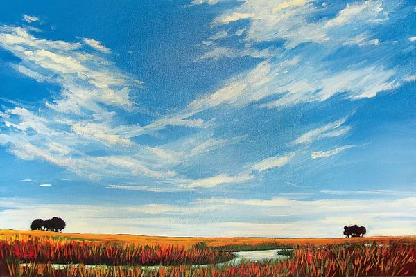 Patty Baker: Creek On the Plains with Big Sky by Patty Baker