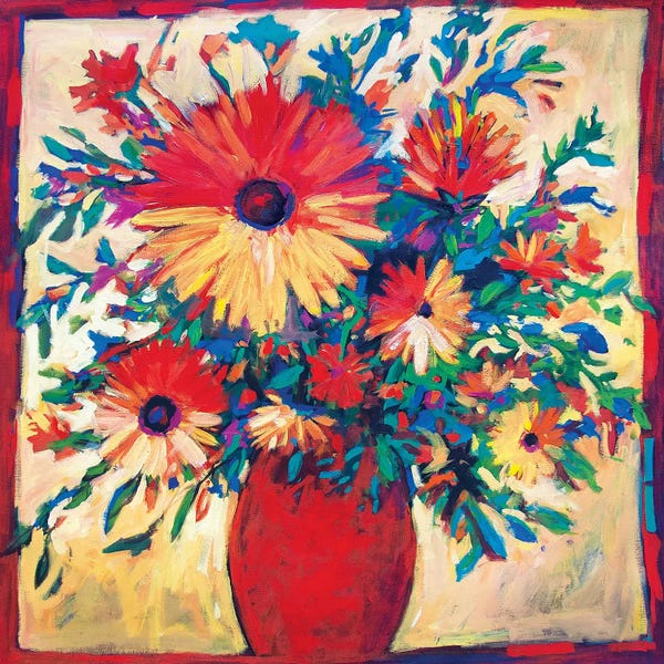 Patty Baker: Floral Still Life with Red Vase  by Patty Baker