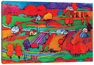 Small Town In Fauve Canvas Art Print - Patty Baker