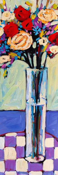 Patty Baker: Still Life With Checkered Tablecloth by Patty Baker