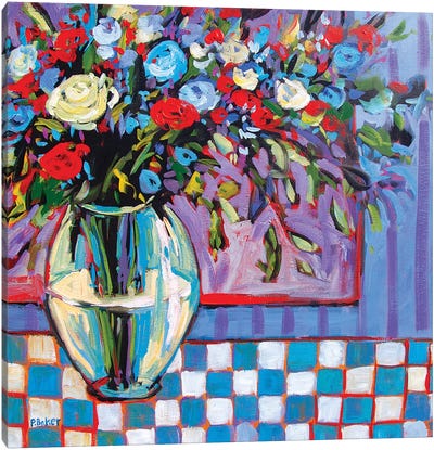 Still Life With Checkered Tablecloth V Canvas Art Print - Patty Baker
