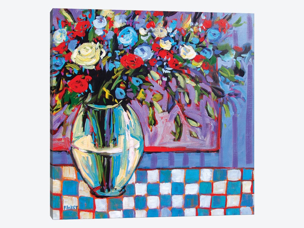 Still Life With Checkered Tablecloth V by Patty Baker 1-piece Canvas Art Print