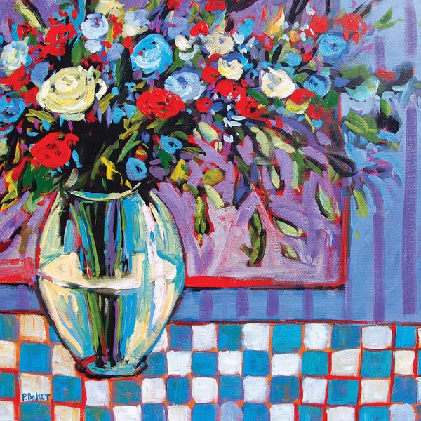 Artists Like Matisse: Still Life With Checkered Tablecloth V by Patty Baker