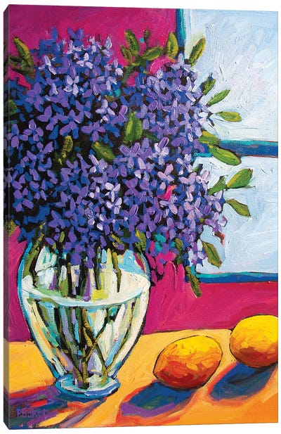 Still Life With Lilacs and Lemons Canvas Art Print - Lilac Art