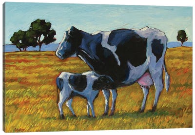 Cow and Calf Canvas Art Print - Patty Baker