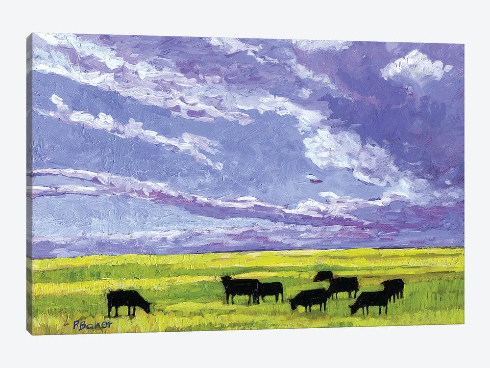 Grazing Cows under Big Clouds by Patty Baker 1-piece Art Print