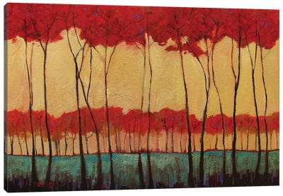 Abstract Tall Red Trees Canvas Art Print - Patty Baker