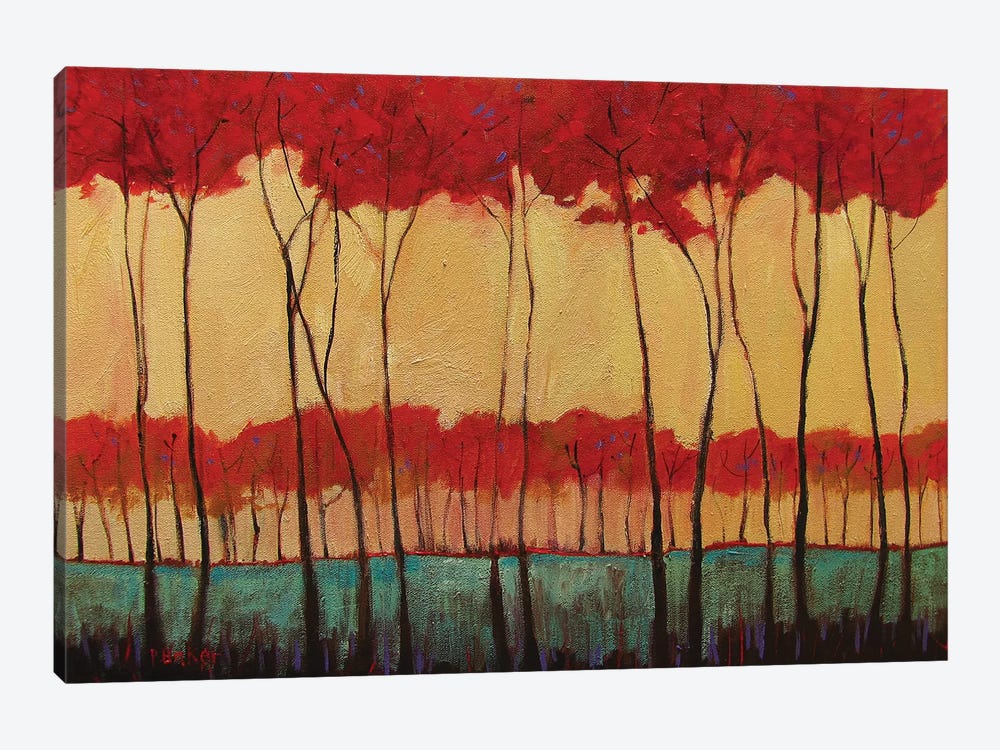 Abstract Tall Red Trees by Patty Baker 1-piece Canvas Art