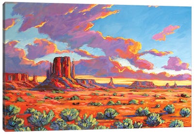 Monument Valley Sunset Canvas Art Print - Traditional Living Room Art