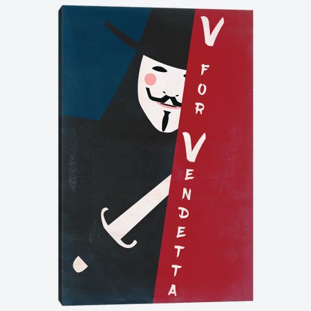 V For Vendetta Vintage Poster Canvas Print #PTE105} by Popate Canvas Art