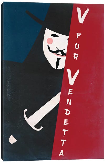 V For Vendetta Vintage Poster Canvas Art Print - V