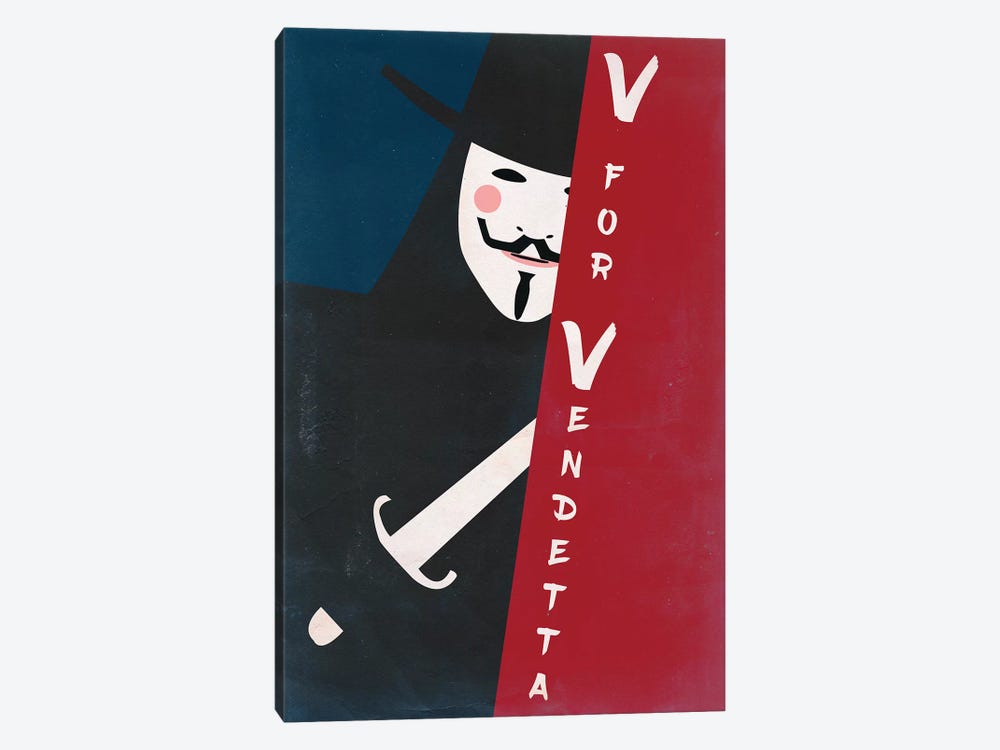 V For Vendetta Vintage Poster by Popate 1-piece Canvas Artwork