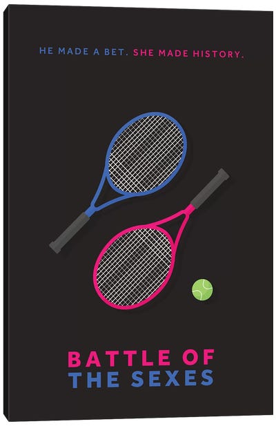 Battle Of The Sexes Minimalist Poster Canvas Art Print - Tennis Art
