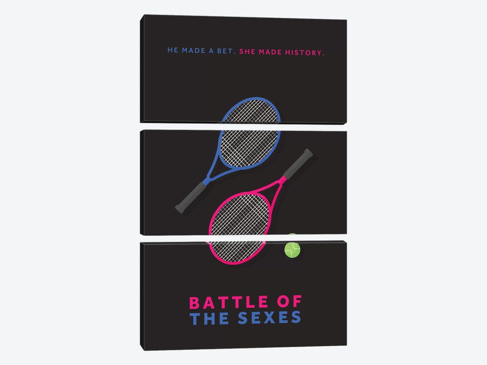 Battle Of The Sexes Minimalist Poster by Popate 3-piece Canvas Art Print