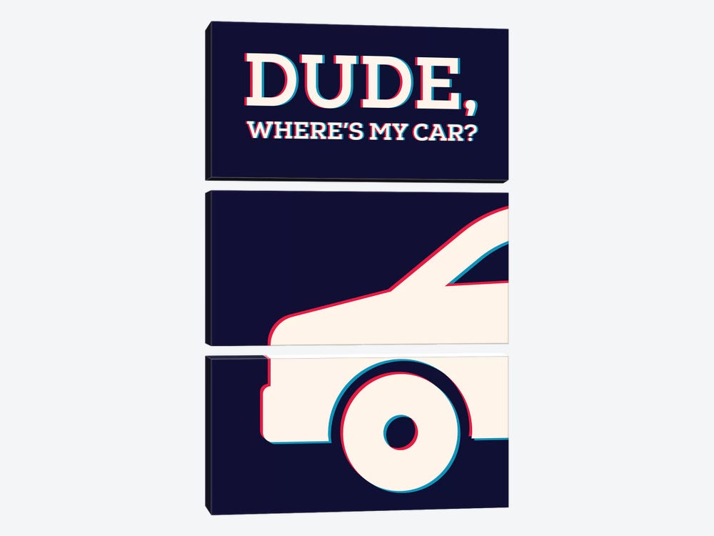 Dude Where's My Car Minimalist Poster by Popate 3-piece Canvas Print
