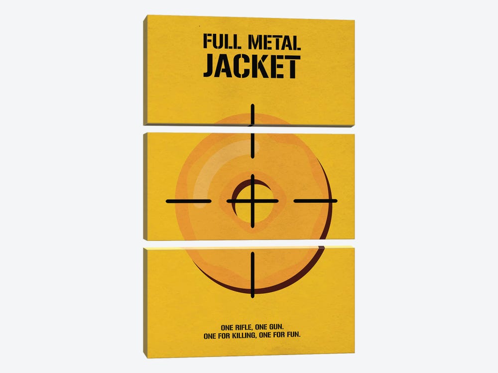 Full Metal Jacket Minimalist Poster I by Popate 3-piece Canvas Art Print