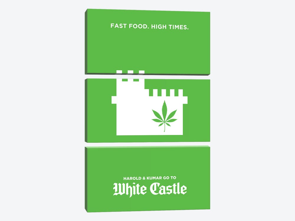 Harold & Kumar Go To White Castle Minimalist Poster by Popate 3-piece Canvas Art Print