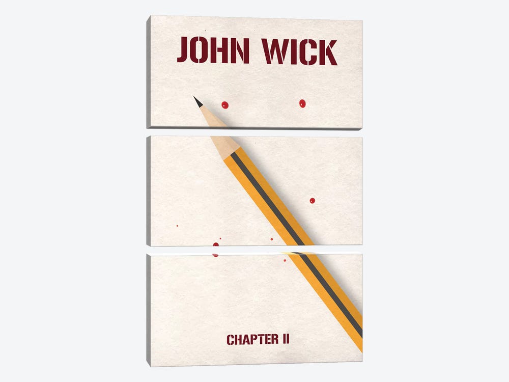 John Wick Chapter 2 Minimalist Poster by Popate 3-piece Canvas Wall Art