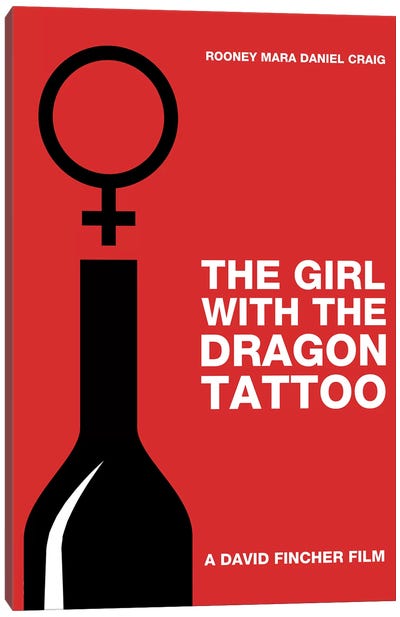 The Girl With The Dragon Tattoo Minimalist Poster Canvas Art Print - Mystery & Detective Movie Art