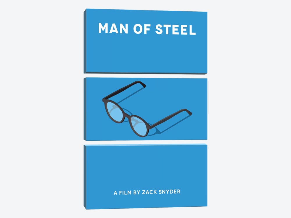 Man Of Steel Minimalist Poster  by Popate 3-piece Canvas Print