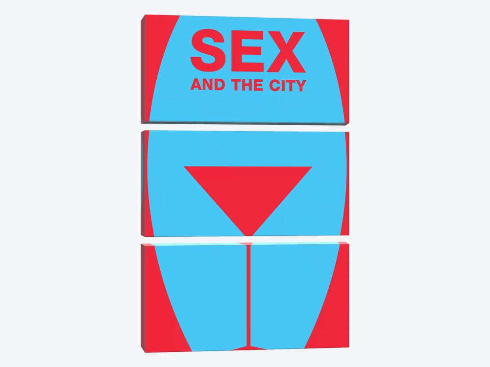 Sex And The City Minimalist Poster  by Popate 3-piece Canvas Art Print