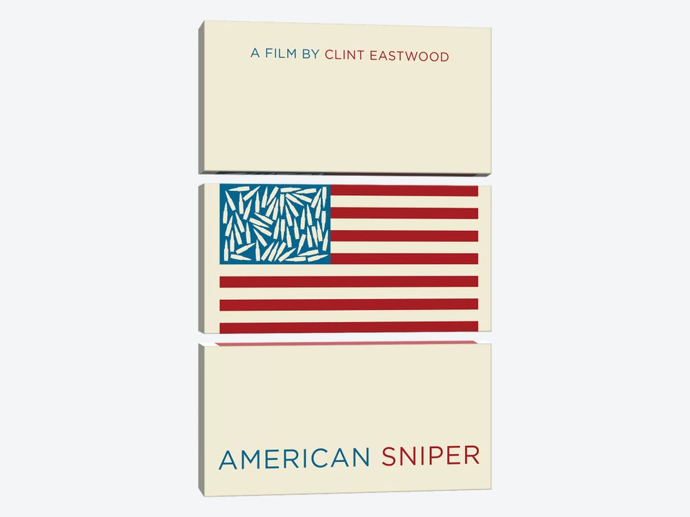 American Sniper Minimalist Poster  by Popate 3-piece Canvas Wall Art