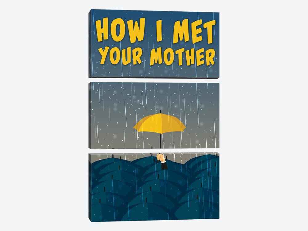 How I Met Your Mother Minimalist Poster - Umbrella Minimal Poster  by Popate 3-piece Canvas Wall Art