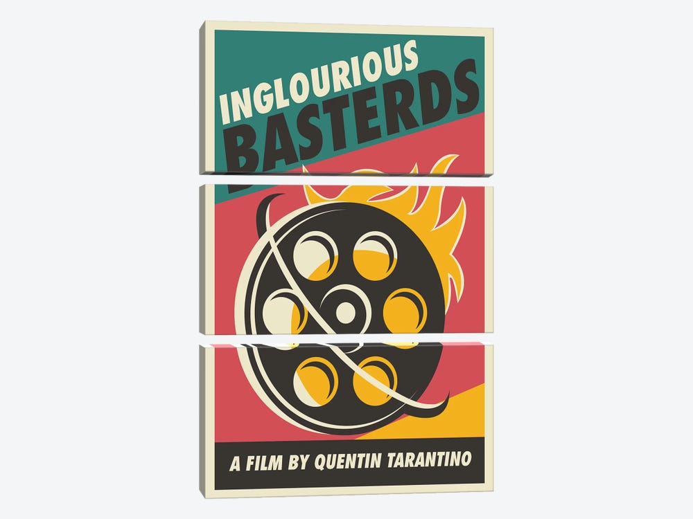 Inglourious Basterds Vintage Poster - Film  by Popate 3-piece Canvas Wall Art